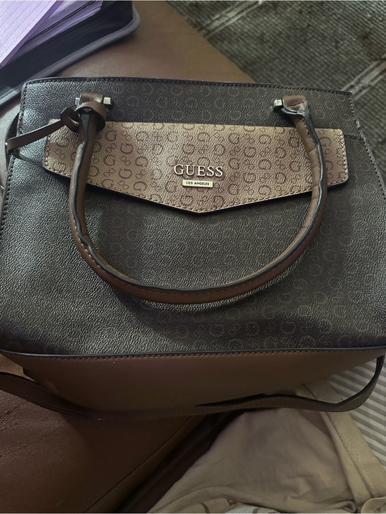 Guess Handbags - GUESS Brown and Tan Logo Satchel